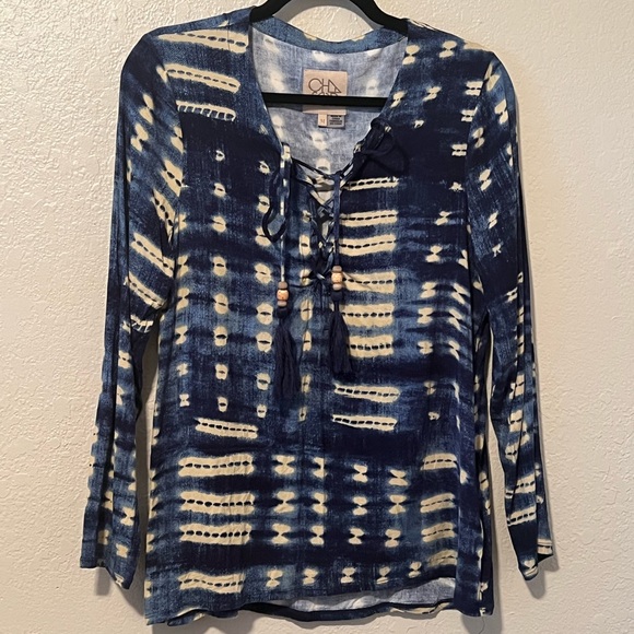 CHASER Boho Beaded Tassel Tie Dye Shirt - Picture 3 of 4